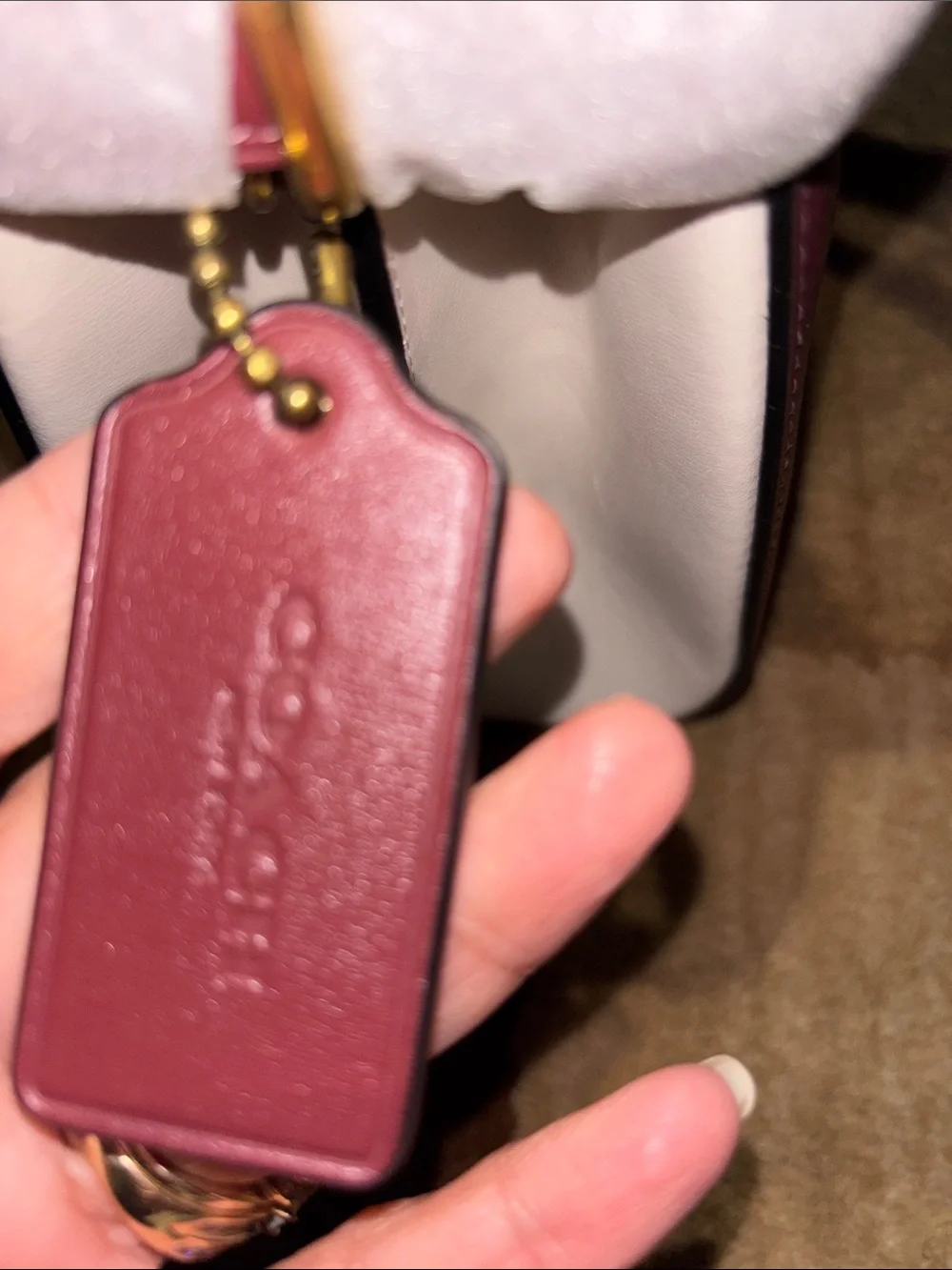 Coach Burgundy Satchel with Pink Top Handles